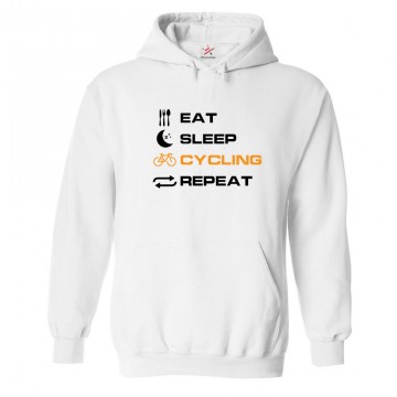 Eat Sleep Cycling Repeat Kids and Adults Trendy Pull Over Hoodie for Cyclers and Bicycle Lovers 